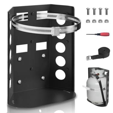 Imagem de Piclafe Suporte de tanque de propano de 2,3 kg/4,5 kg, suporte de montagem de aço espesso resistente com almofadas macias protetoras para trailer, caminhão, trailer, trailer de viagem, Jeep e barco