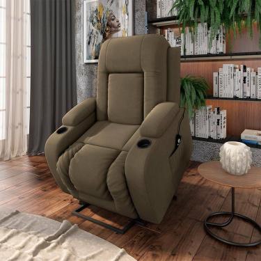 Imagem de Poltrona Do Papai Reclinável Crihs Lift Com Massagem E Aquecimento Veludo Castor G23 - Gran Belo