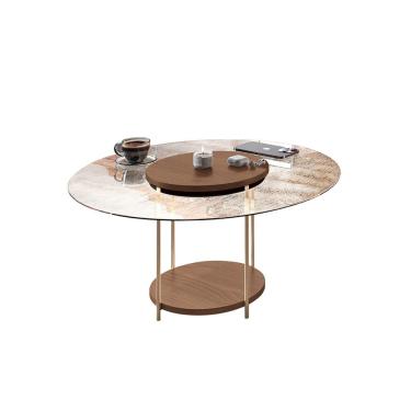 Imagem de Mesa de Centro Redonda com Vidro Centrale Pes em Aço EdeCasaMoveis