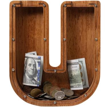 Imagem de Carta infantil de madeira carregada de cofrinho extra grande de 30 cm