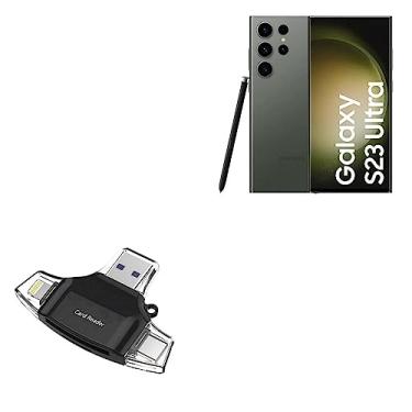Imagem de BoxWave Dispositivo inteligente compatível com Samsung Galaxy S23 Ultra - leitor de cartão SD AllReader, leitor de cartão microSD SD Compact USB - Preto