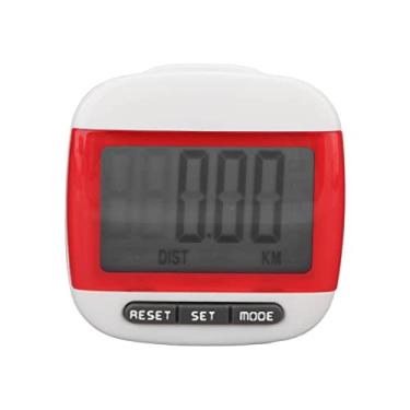 Imagem de Pedômetro de balcão de etapa rastreador de etapas preciso com grande visor LCD Visor seguro CLIP DE CLIP DISPOSITIVO DE FITNDA PORTÁVEL PARA ADULTOS idosos (Vermelho)