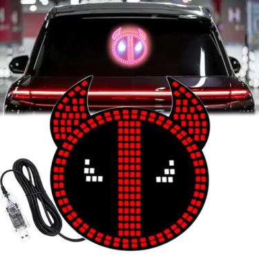 Imagem de Luz LED com olhos de diabo para carros, luz de carro de expressão do diabo, luzes LED de olho de demônio, para-brisa frontal e traseiro, luz de olhos de diabo para para-brisas, luzes de LED para
