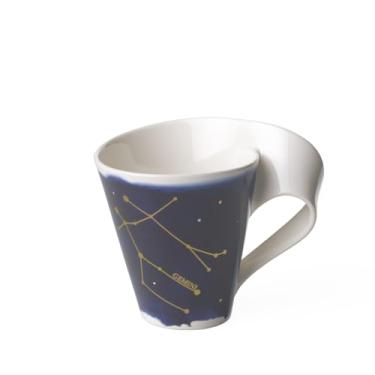 Imagem de Villeroy & Boch Caneca NewWave Stars com alça, copo lindamente moldado com design gêmeos, porcelana premium, lavável na lava-louças, branca/azul, 300 ml