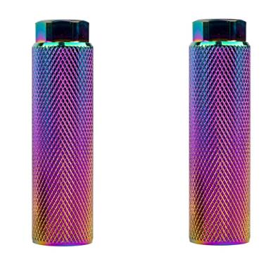 Imagem de KINSPORY 2 pinos de bicicleta para eixos de 0,9 cm, pinos de bicicleta antiderrapantes de liga de alumínio BMX para bancos traseiros de mountain bike, suportes para ciclismo - arco-íris