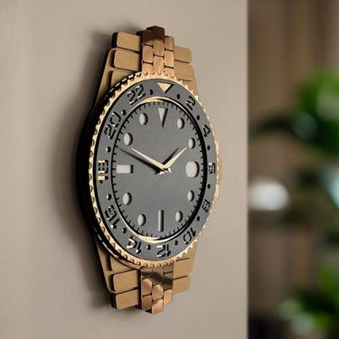 Imagem de Relógio de parede de madeira com tema de luxo, design moderno, relógio de parede para estilo luxuoso, relógio analógico silencioso grande, decoração de casa exclusiva e presentes para casa