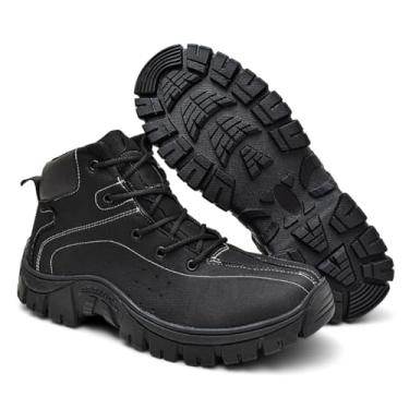 Imagem de Bota Coturno Masculino Preto Cano Médio Aventura e Trabalho Solado Antiderrapante e Conforto Durável (Preto, BR, Adulto, Numérico, 37)