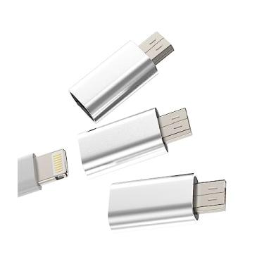 Imagem de Adaptador Micro USB macho para Lightning fêmea (pacote com 3) compatível com Samsung Galaxy S7 Active S6 Edge Nexus 5 K20 Android Conversor de carregamento de energia para iPhone 13 promax 7 8 X para
