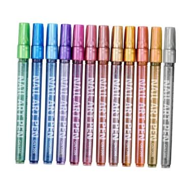 Imagem de Sclmgo Canetas de Tinta Acrílica, Marcadores Permanentes, Marcadores Acrílicos, Marcadores de Tinta para Crianças, Agendas, Artesanato, Escritório, Salões de, Metálico 12Pcs