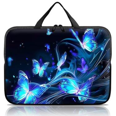 Imagem de Bolsa para laptop 14 15 15,4 15,4 15,6 polegadas, bolsa para notebook, capa macia compatível com Dell, Lenovo, Toshiba HP, Asus Notebook, borboleta azul brilhante