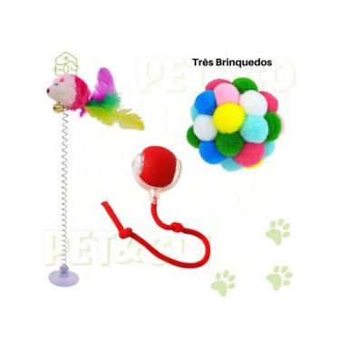 Imagem de Kit para Gatos com Bolinhas e Pelúcias  Você Escolhe - NoBrand, Caqui