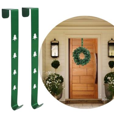 Imagem de Kit 2 Suportes para Guirlanda Natal Metal Decorado Verde 30cm - Magizi