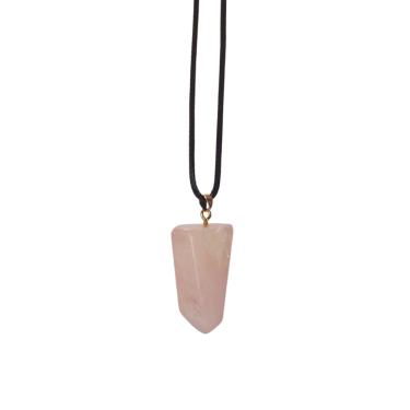 Imagem de Colar Cordão com Pingente Quartzo Rosa Natural