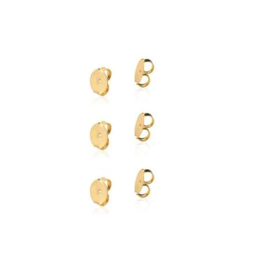 Imagem de Trio Tarraxa Borboleta Para Brincos Banhada Ouro Tarracha