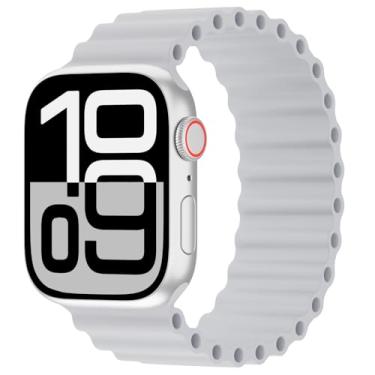 Imagem de Arctime Pulseira de silicone Ocean Solo compatível com Apple Watch Ultra/2 Series SE 10 9, 8, 7, 6, 5, 4, 3, 2 e 1 de 38 mm, 40 mm, 41 mm, 44 mm, 45 mm, 46 mm, 4, 3, 2 e 1
