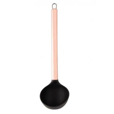 Imagem de Concha de Nylon Preta com Cabo De Aço Inox Rose Gold 30cm - Lyor