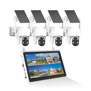 Imagem de AKAVIG Sistema De Câmera De Segurança De Energia Solar 4MP, Kit De Câmeras De Monitoramento De Vídeo Sem Fio WIFI Ao Ar Livre Com Áudio Bidirecional, Visão Noturna Colorida, Para Casa E Negócios