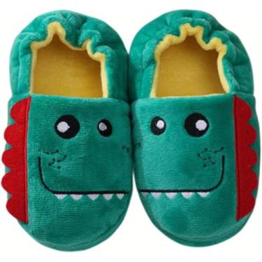 Imagem de Crianças Witer Chinelos Witer Cute Pegui Kids Chinelos Confortável Baby Warm Cotto Shoes Meninos Ad Girls House Idoor Aimal Pelúcia, Crocodile, 10(Insole 17.5 cm)