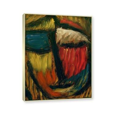 Imagem de NHLDZYH Moldura champanhe. Alexej von Jawlensky, impressão clássica, (cabeça abstrata 7), decoração de parede para cozinha, quarto. 60x80cm