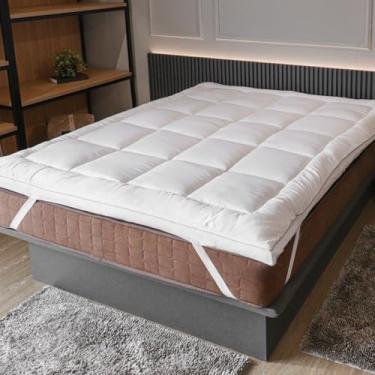 Imagem de Pillow Top Casal 140x190cm – 100% Fibra Siliconada e Tecido Percal Algodão | Conforto Extra para Seu Colchão (CASAL)