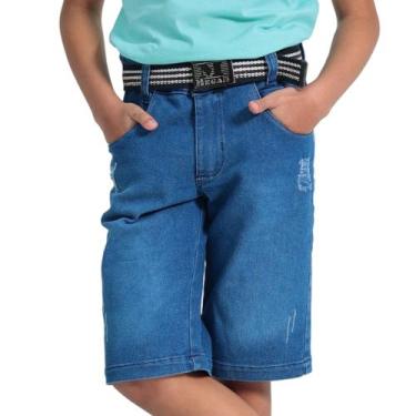 Imagem de Bermuda jeans infantil juvenil masculina menino skinny com regulador i