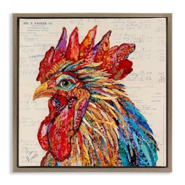 Imagem de Stupell Industries Arte de parede em tela flutuante marrom com estampa arrojada de galo por Lisa Morales, 63 x 63 cm