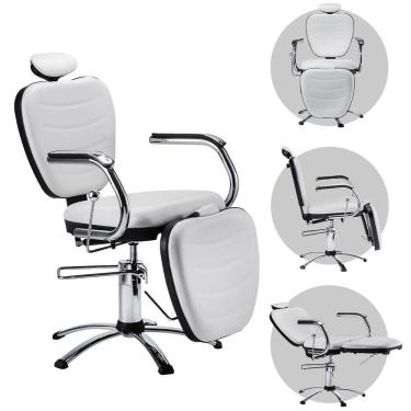 Imagem de Cadeira de Cabeleireiro Hidráulica e Reclinável Dompel Top Make Branco/Preto