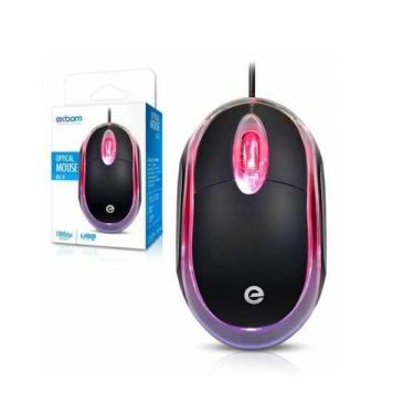Imagem de Mouse Simples Com Fio Optico USB Led Para Pc Notebook 1000 DPI - EXBOM