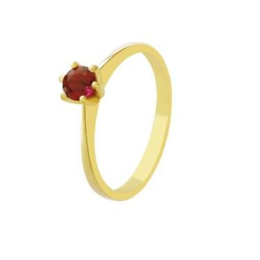 Imagem de Solitário Minimalista Ponto de Luz Brilhante Vermelho 4mm em Ouro 18k 
