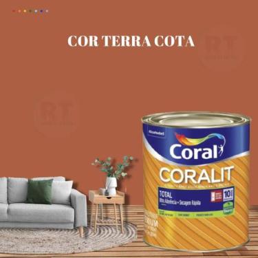 Imagem de Esmalte Sintético Base Água Coral Coralit 800ml Tinta Cor Laranja  Ace