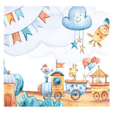 Imagem de Papel de Parede Adesivo Infantil Animais Trem Bebe Quarto - 487pcp - A