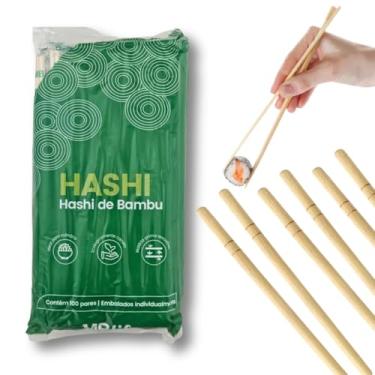 Imagem de Hashi Japonês Oriental de Bambu Natural 100 Pares – Descartáveis, Embalados Individualmente, Higiênicos, Sustentáveis e Ideais para Sushi, Temaki, Yakisoba e Delivery