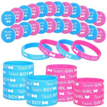Imagem de Conjunto de decorações Gender Reveal, 72 peças de alfinetes e pulseira