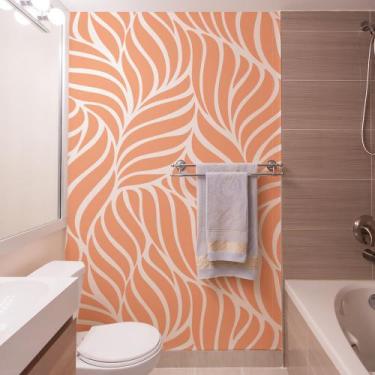 Imagem de Papel de Parede Folhagem Tom Pêssego Painel Moderno 6m² - Quartinhos
