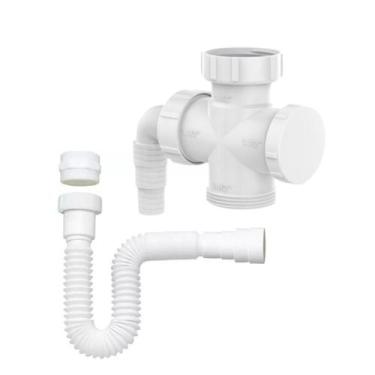 Imagem de Kit Adaptador Cruzeta Máquina Lavar Roupa Ou Louça + Sifão - Fere