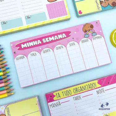 Imagem de Planner Infantil Capivara Semanal e Diário para Organização de Rotina Escolar e Atividades – Colorido e Divertido (semanal rosa)