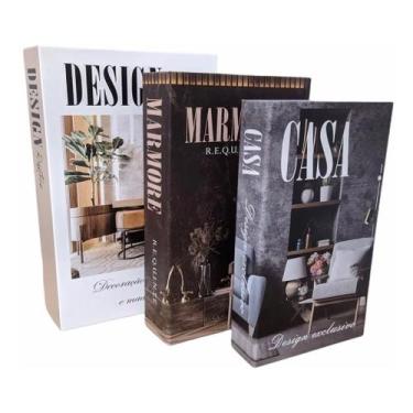 Imagem de Trio De Caixas Livro Fake Decoração - Tendência Design CASA - FWB