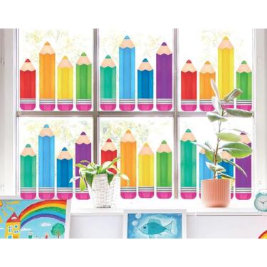 Imagem de Window Clings Whaline Colorful Lápis de volta às aulas x9