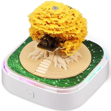 Imagem de ZJRDYYK Bloco de notas de calendário de arte 3D 2025, calendário de 2025, bloco de notas 3D, notas adesivas para entalhar em papel, calendário de mesa diário 3D, papel rasgar com luz LED e capa