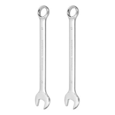 Imagem de HARFINGTON 2 peças chave de combinação 17 mm caixa métrica de 12 pontos e chave inglesa de extremidade dupla CR-V de extremidade aberta para reparo de máquinas de móveis de tubos automotivos, faça
