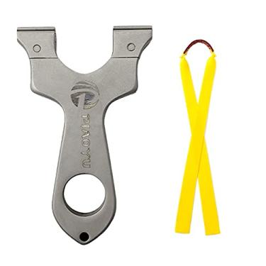 Imagem de Piaoyu Slingshot, estilingue de aço inoxidável para caça e tiro, faixa de borracha plana para uso ao ar livre catapulta estilingue para adultos de caça (pacote 1)