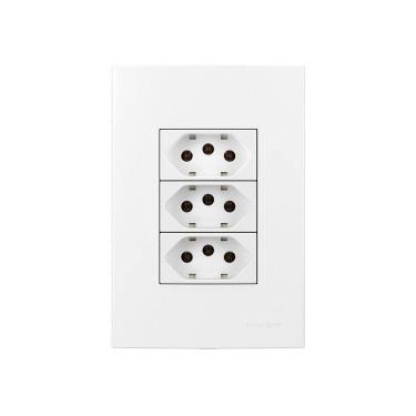 Imagem de Tomada Tripla Margirius Sleek 2p+t 20a Com Placa 4x2 Branca