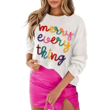 Imagem de Suéter feminino MARZXIN 2025, casual, feriado, manga comprida, branco