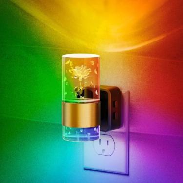 Imagem de Luz noturna L LOHAS LED que muda de cor com rosa esculpida