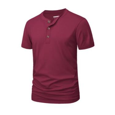Imagem de Camisa Henley MAGNIVIT masculina de manga curta de algodão vermelho vi