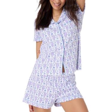 Imagem de Conjunto de pijamas Zelbuck, shorts femininos modernos de 2 peças com 