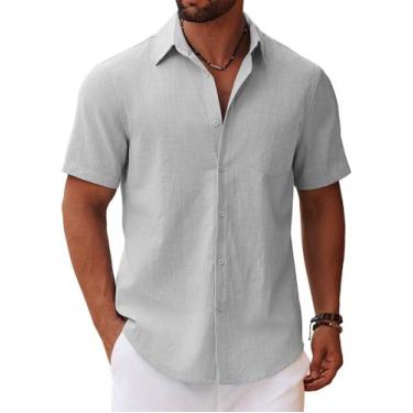 Imagem de Camisa casual COOFANDY de manga curta com botões para homens