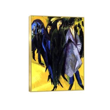 Imagem de BMZFYBS Impressão em tela pintura famosa imagem de parede - mulher na rua - pôster moldura dourada para sala de estar banheiro decoração de casa 70 x 100 cm 27 x 39 pol