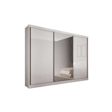 Imagem de Guarda Roupa 3 Portas De Correr E (1 C/ Espelho) 8 Gavetas Toulon/sonetto Plus Neve - N...