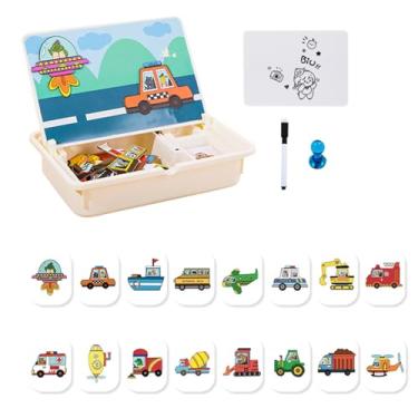 Imagem de Rrlihjgu Caixa Magnética de Quebra-Cabeça - Jogo Magnético para Crianças em Idade Pré-Escolar - Atividades Criativas para Viagens de Carro com Estojo para Crianças Meninos Meninas Creche Jardim de